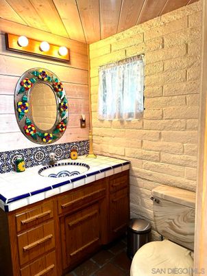 Bathroom, Interior, Tile Countertops, Wooden Ceilings, Wooden Walls