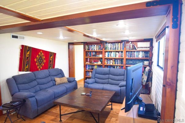 Interior, Living room, Recessed Lighting, Wooden Beams, Wood Texture Flooring