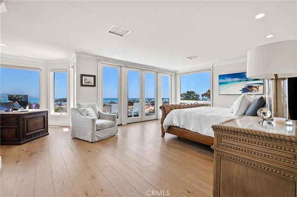 Bedroom, Interior, Recessed Lighting, Water, Wood Texture Flooring