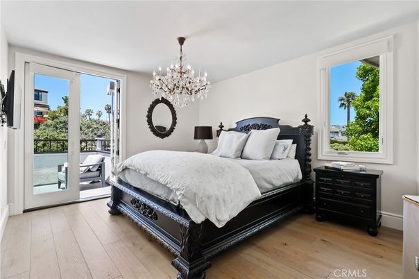 Bedroom, Chandelier, Interior, Wood Texture Flooring