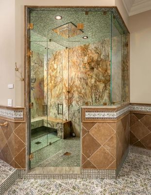 Bathroom, Glass Shower, Interior, Recessed Lighting