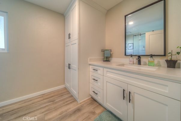 Bathroom, Interior, Recessed Lighting, Wood Texture Flooring