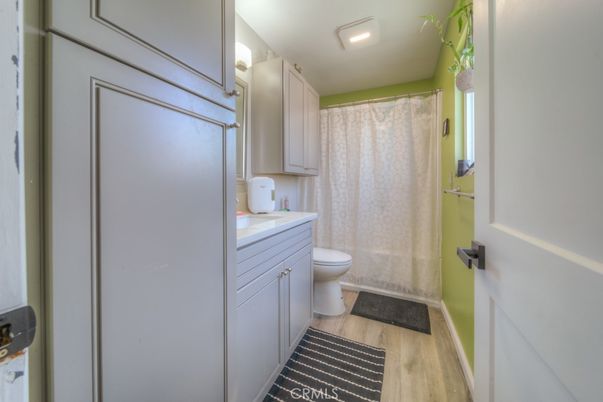 Bathroom, Glass Shower, Interior, Recessed Lighting, Wood Texture Flooring