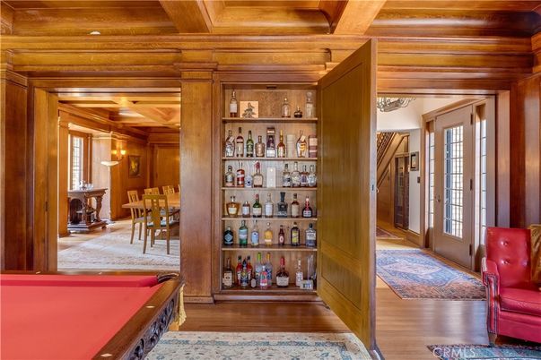Billiard Table, Game Room, Interior, Pendant Lights, Wooden Beams, Wooden Ceilings, Wood Texture Flooring, Wooden Walls