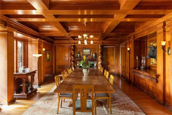 Dining room, Fireplace, Interior, Wooden Beams, Wooden Ceilings, Wood Texture Flooring, Wooden Walls