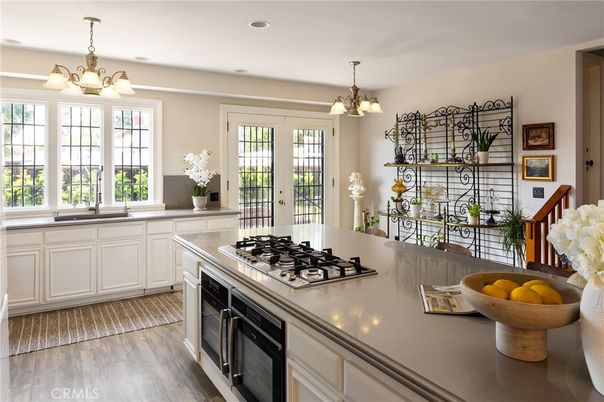 Chandelier, Interior, Kitchen, Recessed Lighting, Wood Texture Flooring