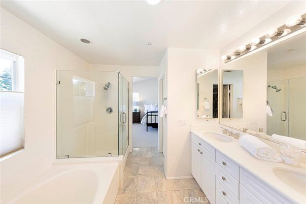 Bathroom, Dual Sink Vanities, Glass Shower, Interior, Recessed Lighting