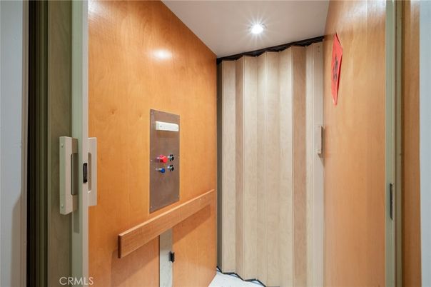 Elevator, Interior, Recessed Lighting, Wooden Walls