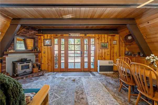 Dining room, Fireplace, Interior, Wooden Beams, Wooden Ceilings, Wooden Walls