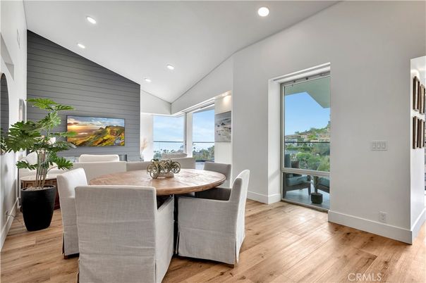 Dining room, Interior, Recessed Lighting, Wood Texture Flooring