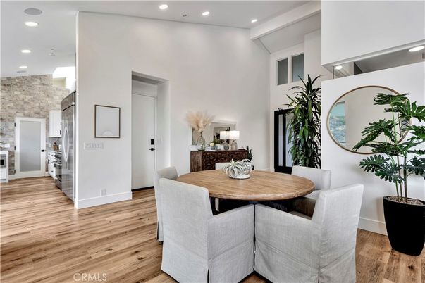 Dining room, Interior, Recessed Lighting, Wood Texture Flooring