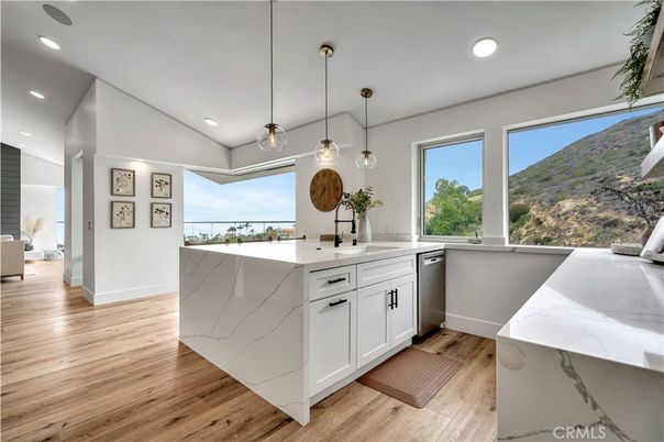 Interior, Kitchen, Pendant Lights, Recessed Lighting, Wood Texture Flooring