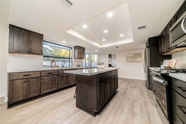 Interior, Kitchen, Recessed Lighting, Wood Texture Flooring