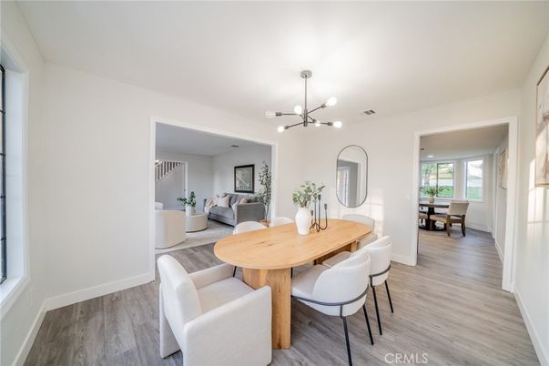 Dining room, Interior, Living room, Pendant Lights, Wood Texture Flooring
