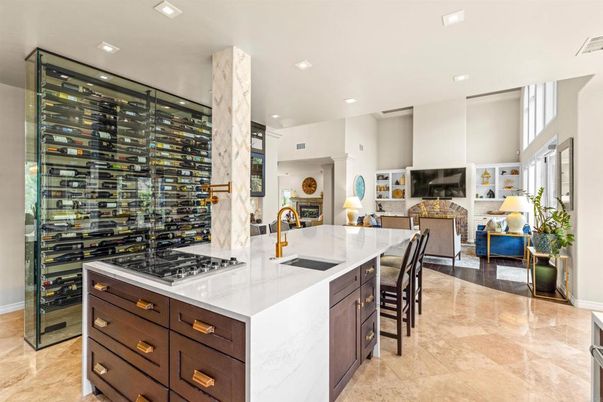 Interior, Kitchen, Living room, Recessed Lighting, Wine Storage