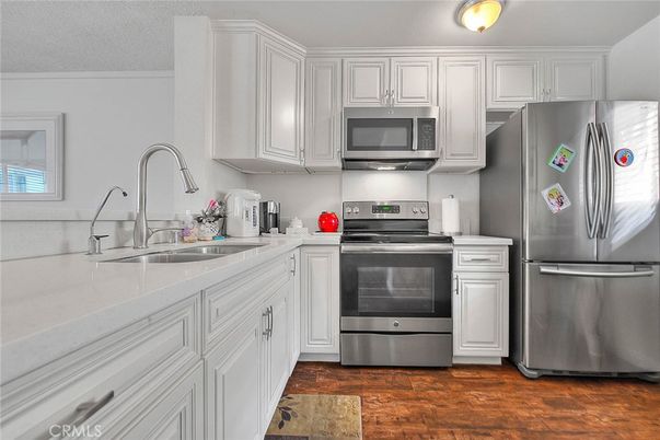 Interior, Kitchen, Stainless Steel Appliances, Wood Texture Flooring