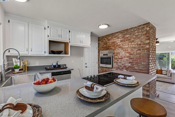 Interior, Kitchen, Recessed Lighting, Stone Walls