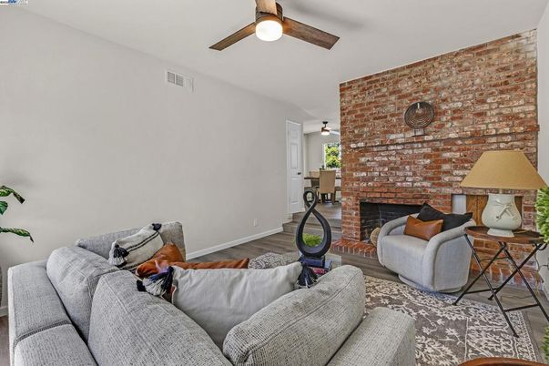 Fireplace, Interior, Living room, Stone Walls, Wood Texture Flooring