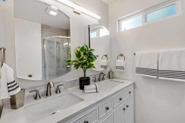 Bathroom, Dual Sink Vanities, Glass Shower, Interior