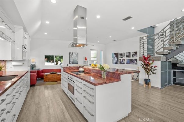 Interior, Kitchen, Living room, Pendant Lights, Recessed Lighting, Wood Texture Flooring