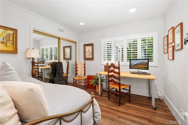 Bedroom, Home Office, Interior, Recessed Lighting, Wood Texture Flooring