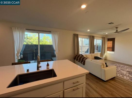 Interior, Kitchen, Living room, Recessed Lighting, Wood Texture Flooring