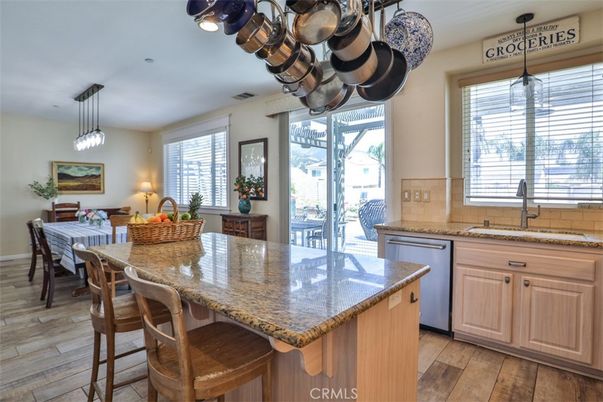 Dining room, Interior, Kitchen, Pendant Lights, Wood Texture Flooring