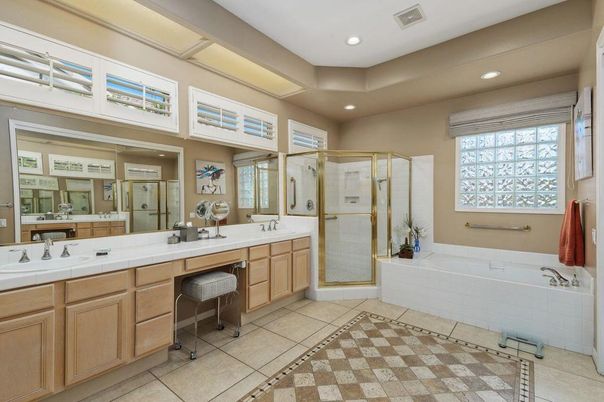 Bathroom, Dual Sink Vanities, Glass Shower, Interior, Recessed Lighting