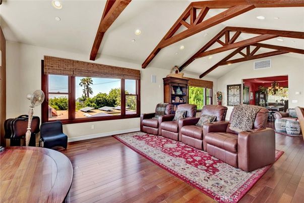 Interior, Living room, Recessed Lighting, Wooden Beams, Wood Texture Flooring