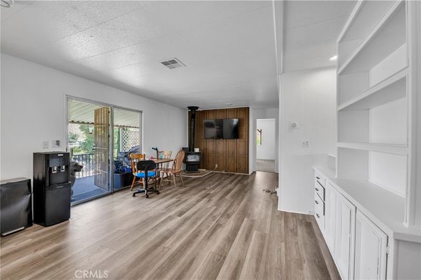 Home Office, Interior, Recessed Lighting, Wood Texture Flooring, Wooden Walls