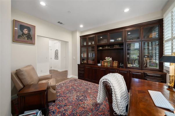 Home Office, Interior, Recessed Lighting, Wood Texture Flooring