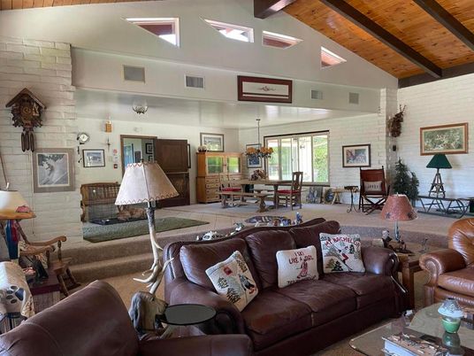 Dining room, Interior, Living room, Pendant Lights, Stone Walls, Wooden Beams, Wooden Ceilings