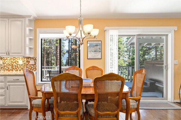 Chandelier, Dining room, Interior, Wood Texture Flooring