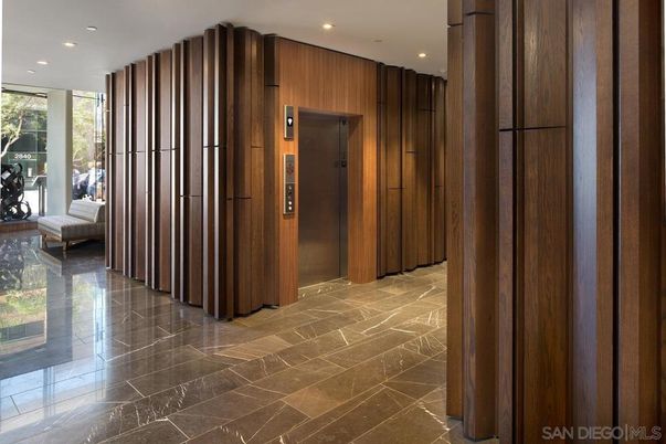 Elevator, Interior, Recessed Lighting, Wooden Walls