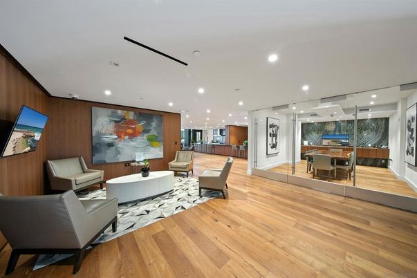 Dining room, Interior, Living room, Recessed Lighting, Wood Texture Flooring, Wooden Walls