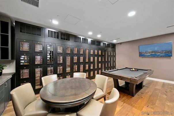 Billiard Table, Game Room, Interior, Recessed Lighting, Wood Texture Flooring