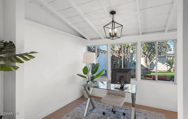 Home Office, Interior, Pendant Lights, Wood Texture Flooring