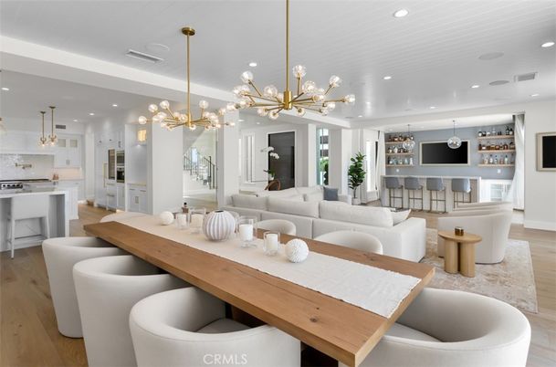 Dining room, Interior, Kitchen, Living room, Pendant Lights, Recessed Lighting, Wood Texture Flooring