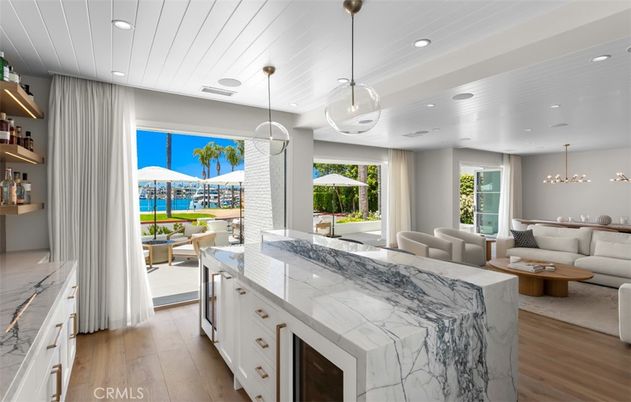 Interior, Kitchen, Living room, Pendant Lights, Recessed Lighting, Stainless Steel Appliances, Wood Texture Flooring