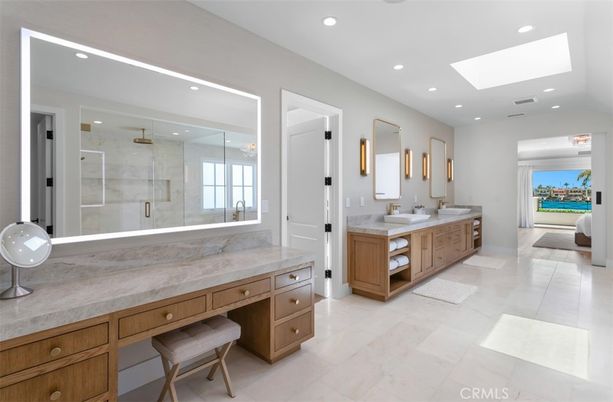 Bathroom, Dual Sink Vanities, Glass Shower, Interior, Recessed Lighting