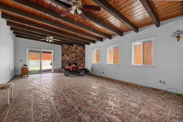 Empty room, Fireplace, Interior, Stone Walls, Wooden Beams, Wooden Ceilings