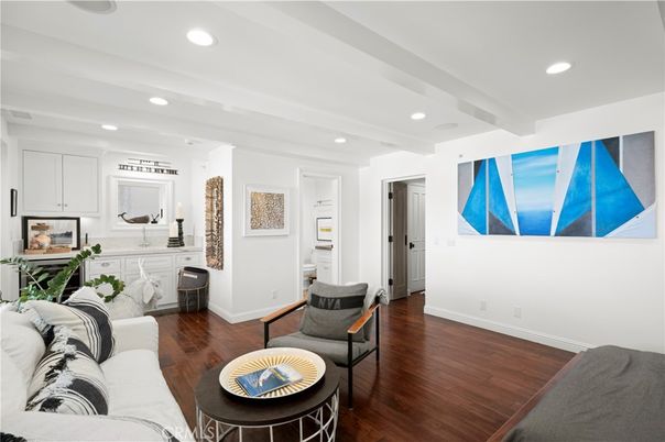 Interior, Kitchen, Living room, Recessed Lighting, Wood Texture Flooring