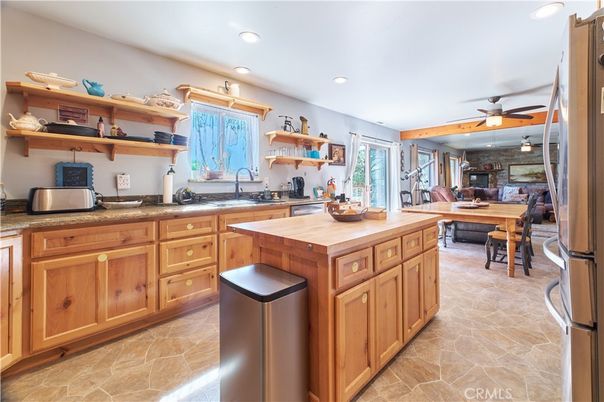 Dining room, Interior, Kitchen, Recessed Lighting, Stone Walls