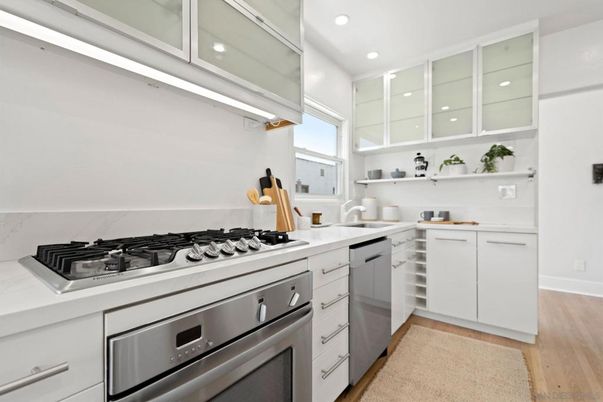 Interior, Kitchen, Recessed Lighting, Wood Texture Flooring