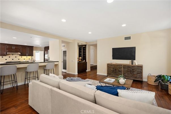 Interior, Kitchen, Living room, Recessed Lighting, Wood Texture Flooring