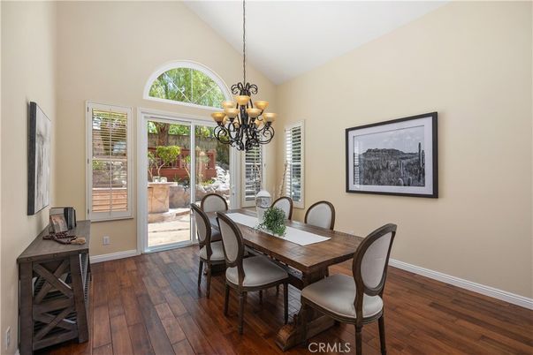 Chandelier, Dining room, Interior, Wood Texture Flooring