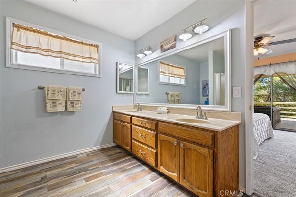 Bathroom, Dual Sink Vanities, Interior, Wood Texture Flooring
