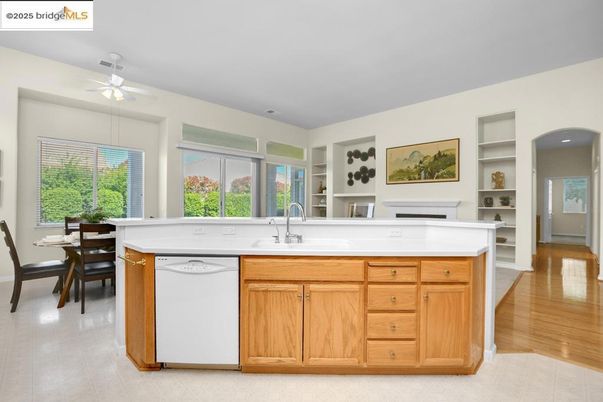 Dining room, Interior, Kitchen, Recessed Lighting, Wood Texture Flooring