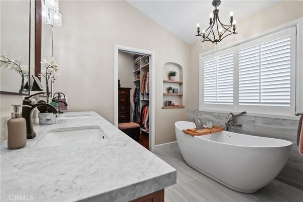 Bathroom, Chandelier, Dual Sink Vanities, Free Standing Baths, Interior