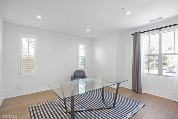 Home Office, Interior, Recessed Lighting, Wood Texture Flooring